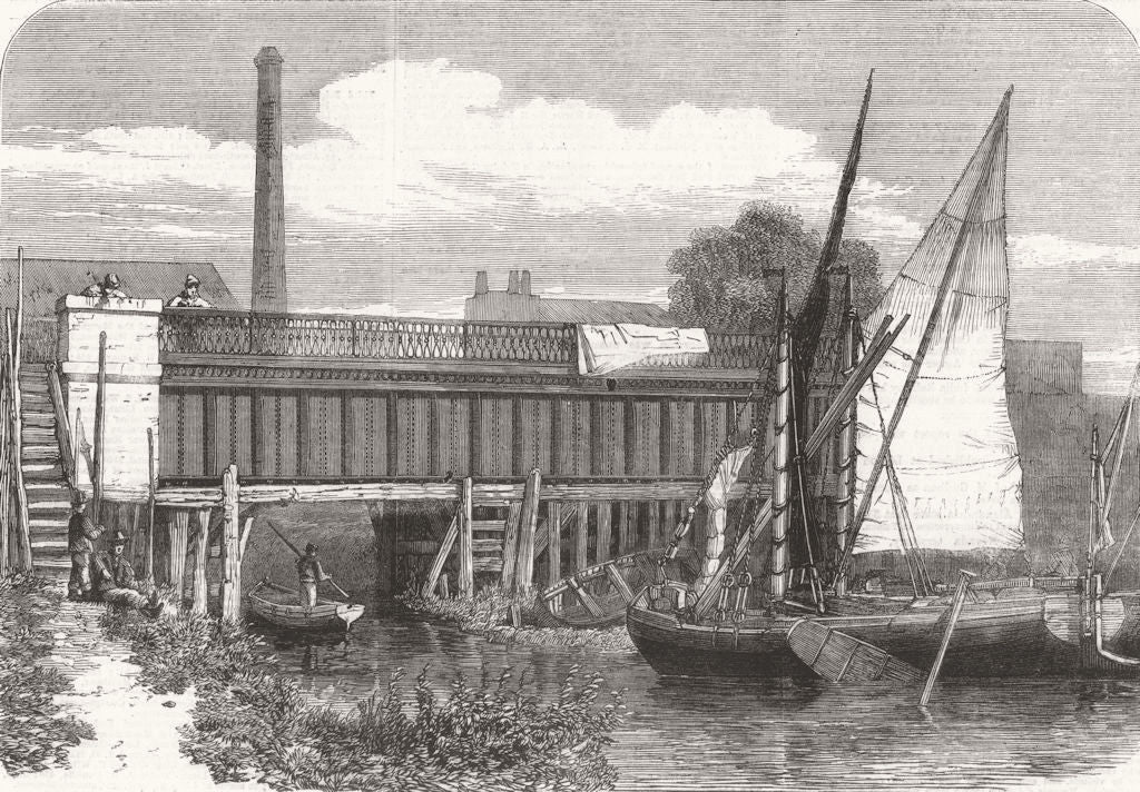 LONDON. Aqueduct at Abbey Mills, Stratford 1864 old antique print picture